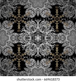 Element woodcarving. Small depth of field. Carving. Dark tree with gold trim. Patina. Pattern on dark background with golden elements. Luxury furniture. Furniture in classic style.