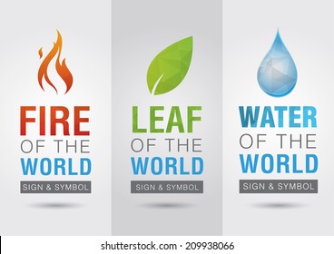 Element of the world, Fire leaf water icon symbol sign. Creative marketing. Business success.
