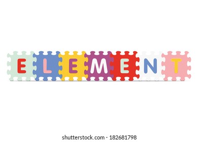 "ELEMENTO" escrito con rompecabezas alfabético - ilustración vectorial