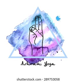 Element yoga mudra hands with mehendi patterns. Vector illustration for a yoga studio, tattoo, spa, postcards, souvenirs. Indian traditional lifestyle.