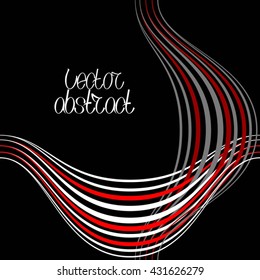 Element for Your Design. Black and White Curve Pattern. Red Line. Vector Illustration