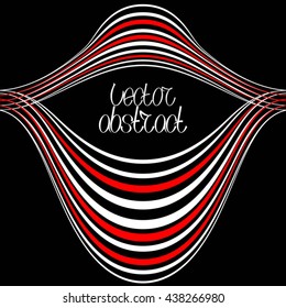 Element for Your Design. Black and White Curve Pattern. Red Line. Vector Illustration