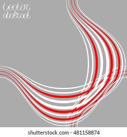 Element for Your Design. Grey and White Curve Pattern. Red Line. Vector Illustration
