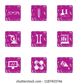 Elemental composition icons set. Grunge set of 9 elemental composition vector icons for web isolated on white background