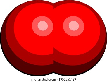 Elemental oxygen (O2) molecule. 3D rendering. Atoms are represented as spheres with conventional color coding: oxygen (red).