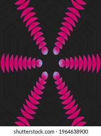 Elemental shapes in pink on black background