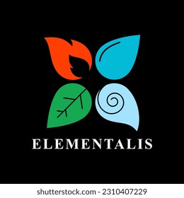 elementalis logo icon vector illustration. Four Elements (Fire, Air, Water, Earth) Symbols. icon silhouette illustration vector isolated black background