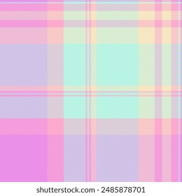 Elementary check plaid tartan, rough seamless background vector. Furniture textile pattern texture fabric in light and purple colors palette.
