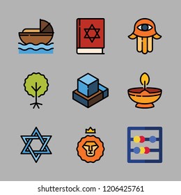 elementary icon set. vector set about abacus and hebrew icons set.