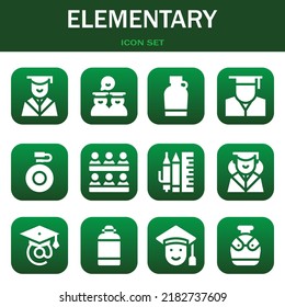 elementary icon set. Vector  illustrations related with Graduation, Graduates and Canteen