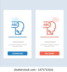 Elementary, Knowledge, Head  Blue and Red Download and Buy Now web Widget Card Template