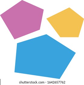 elementary mathematics. The colorful pentagons are shapes with five sides and five points.