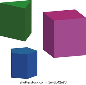 elementary mathematics. three dimension shape. Triangle. square . Pentagonal pillar