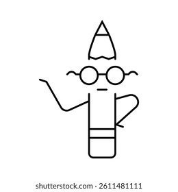 elementary pen character line icon vector. elementary pen character sign. isolated contour symbol black illustration