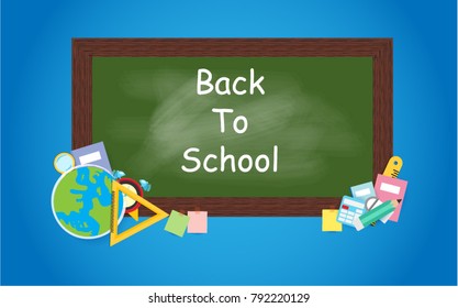 Elementary school, blackboard Back to school concept on white background. Element for design, advertising. Vector illustration.