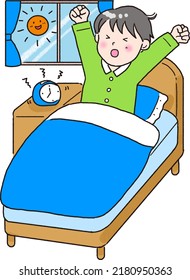 Elementary school boy students get up