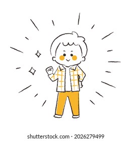 Elementary school boy who are full of motivation.
