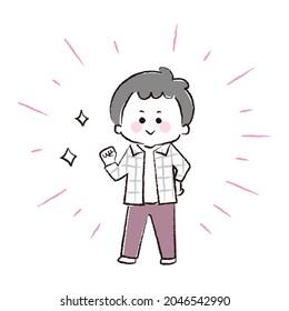 Elementary school boy who are full of motivation.