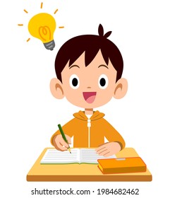 Elementary school boy who understands the lesson content
