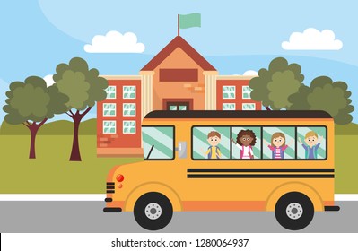 Elementary School Cartoon Stock Vector (Royalty Free) 1280064937 ...