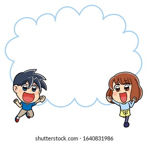 
Elementary school children, men and women, characters, deformed anime