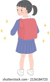 Elementary school girl carrying a school bag