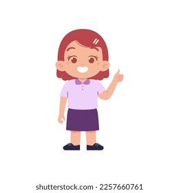 Elementary School Girl Kids Wearing Uniform Illustration