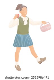 elementary school  girl with lunchbox