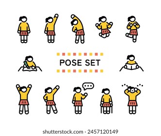 Ilustración de pose simple de niña de primaria