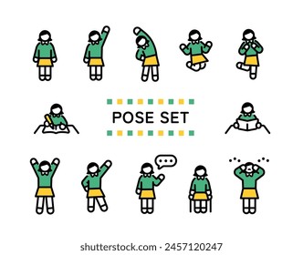 Ilustración de pose simple de niña de primaria
