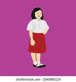 elementary school girl simple vector design