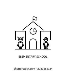 Elementary school icon editable stroke