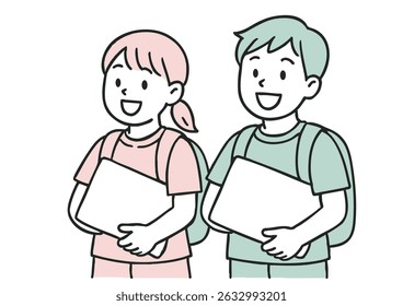 Elementary School Kids with Laptops – Beginning Digital Learning