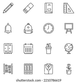 Elementary School Line Icon Set