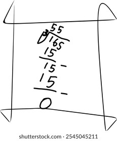 elementary school mathematics lesson doodles. kids math homework. Stacked division is a division method in mathematics that is used to solve long division problems. 