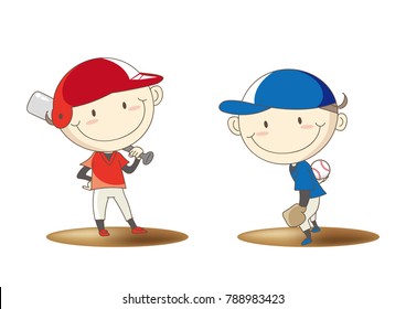 Elementary school student baseball confrontation image