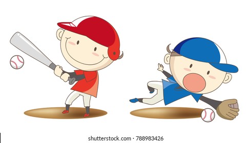 Elementary school student baseball confrontation image