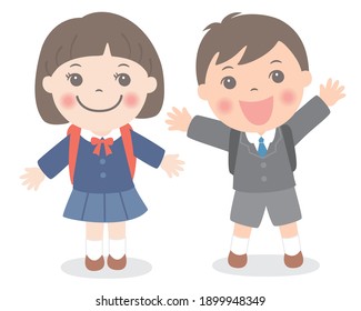 Estudiante de primaria llevando un bolso escolar
