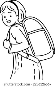 Elementary school student carrying a school bag