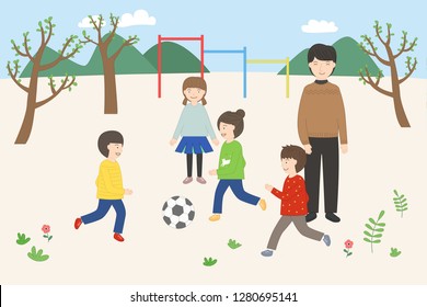 Elementary school students illustration.