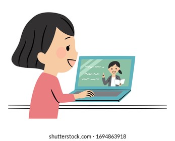 elementary school students with pc