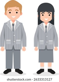 Elementary School Students in Uniform for Fun and Creative School Illustrations