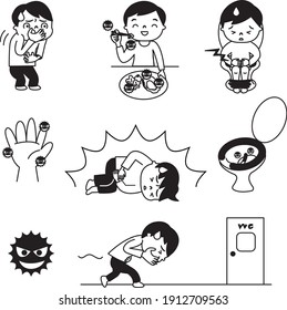 Elementary school virus infection various sets 