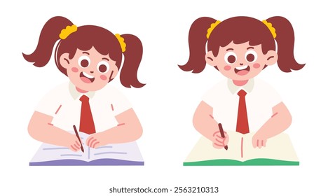 Elementary Student Writing On Paper Taking Exam