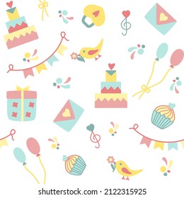 Elemente and objects for Valentine's Day, birthday, celebration. Vector illustration 