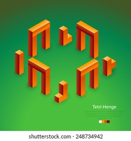 Elements, 3d cubic blocks expressing Stonehenge