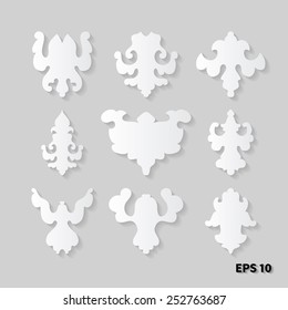 Elements 3d of the Royal design. A collection of objects to create his own style. Part of the pattern isolated on gray background