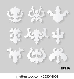 Elements 3d of the Royal design. A collection of objects to create his own style. Part of the pattern isolated on gray background