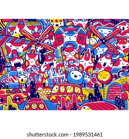 
ilustración de vector de punto de referencia de amsterdam