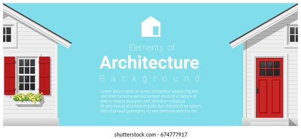 Elements of architecture background with a small house , vector ,illustration 